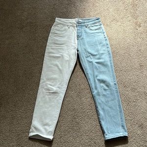 Adika two tone mom jeans- blue and white